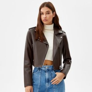 Brown faux leather jacket
